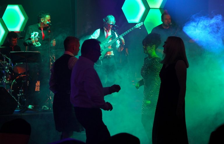 Creative lighting effects for stage and dance floor area at the Park Hotel, Kilmarnock