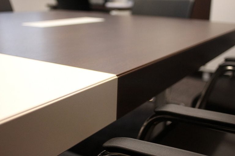 ABP boardroom table white and wenge laminate contrast