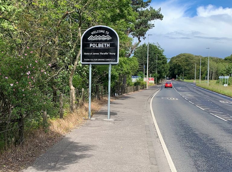 Polbeth town new traffic / boundary sign