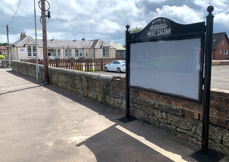 West Calder Community Centre map notice board signage