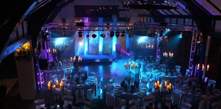 Theatrical lighting effects for Corporate Event, Awards Ceremony, held at the Brig o' Doon House Hotel, Ayrshire